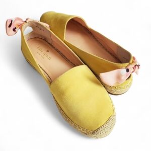 Kate Spade Grayson Yellow Suede Espadrille Flats Bow 7M EUC